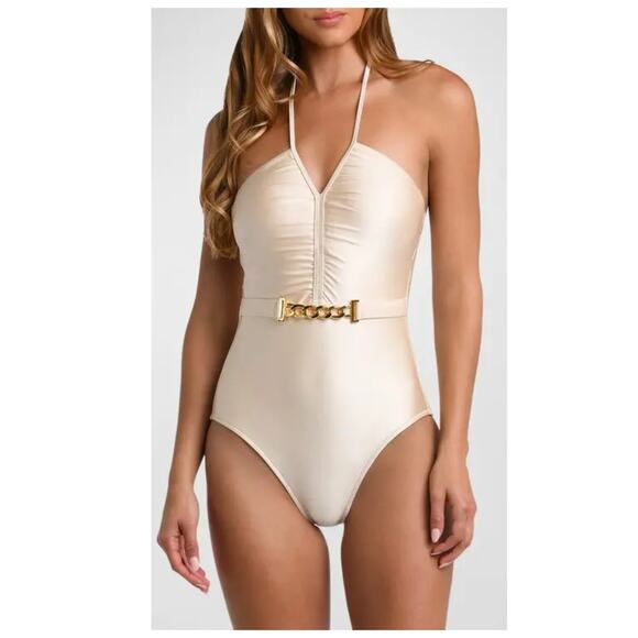 L'Agence Leila Belted Halter One-Piece Swimsuit Size XL - Picture 12 of 12